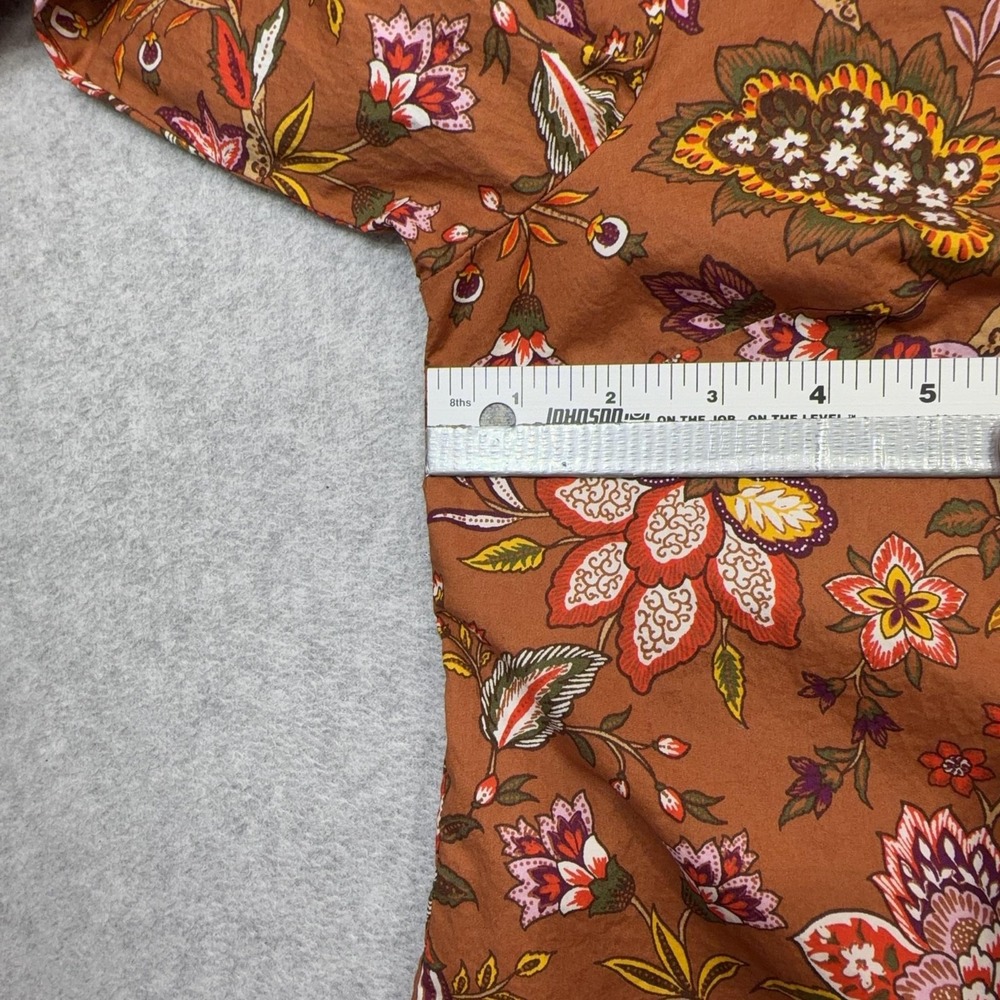 Talbots Shirt Women Petite Large Purple Brown Floral Long Sleeve Button Contrast - Picture 9 of 13
